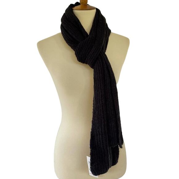 Style & CO Super Cozy Black Ribbed Knit Scarf One Size - Picture 2 of 7